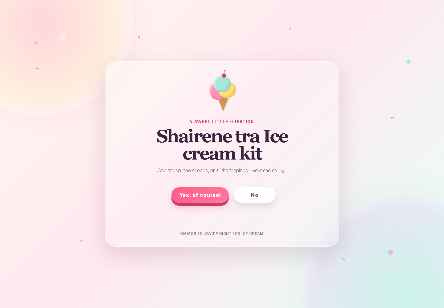 Preview of the Ice Cream Invitation interactive page